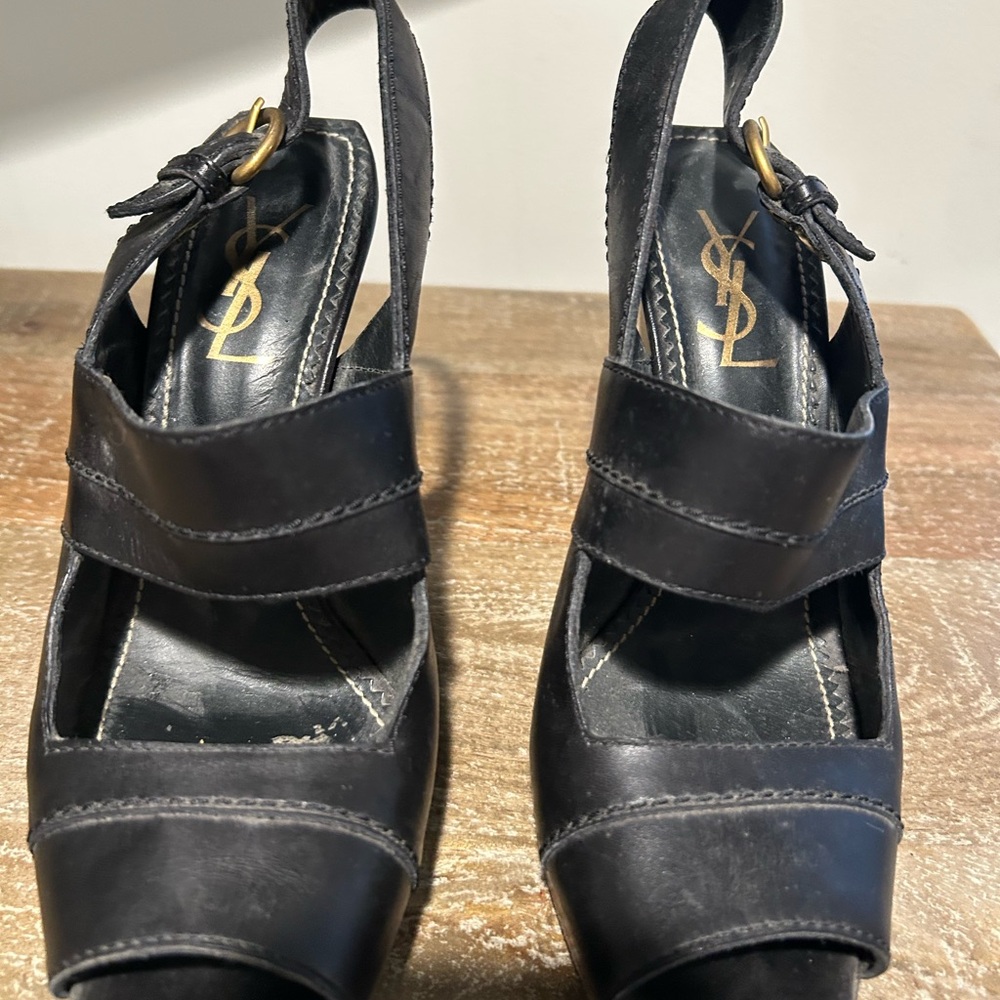 Yves Saint Laurent Black Strappy Heels